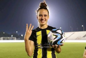 In Saudi Arabia, Ashleigh Plumptre becomes the fourth Nigerian to score a hat-trick.