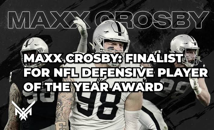 Maxx Crosby: A Finalist for the NFL Defensive Player of the Year Award has been given to him….