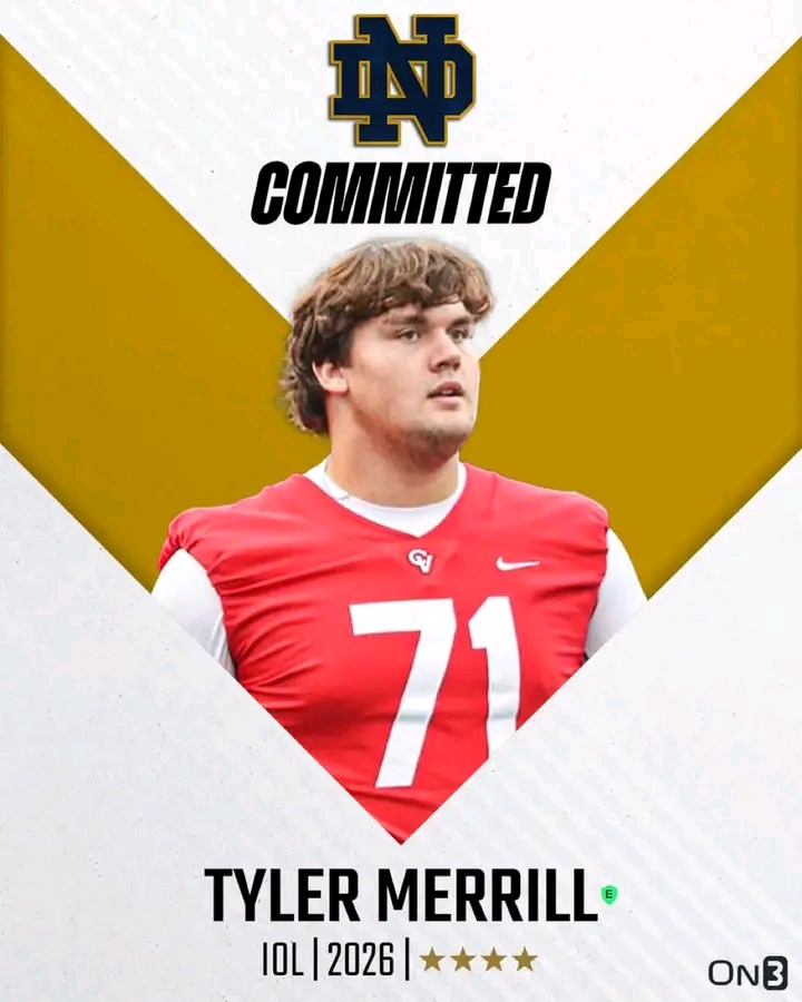 ππ₯πππππ‘π: Mechanicsburg (Pa.) Cumberland Valley four-star offensive lineman Tyler Merrill has committed to Notre Dame over Alabama, Penn State and others…