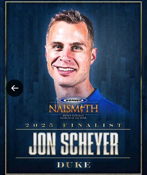 Jon Scheyer Blue Duke Basketball Head Coach Has Emerged As The Winner Of The Prestigious Naismith Mens Coach Of The Year 2025 Finalist Award,This is Pivotal Because It Is A Milestone Achievement To….