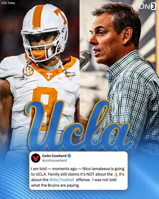 Breaking… Tennessee transfer quarterback Nico Iamaleava is officially heading to UCLA, according to Colin Cowherd, in a stunning West Coast move***….